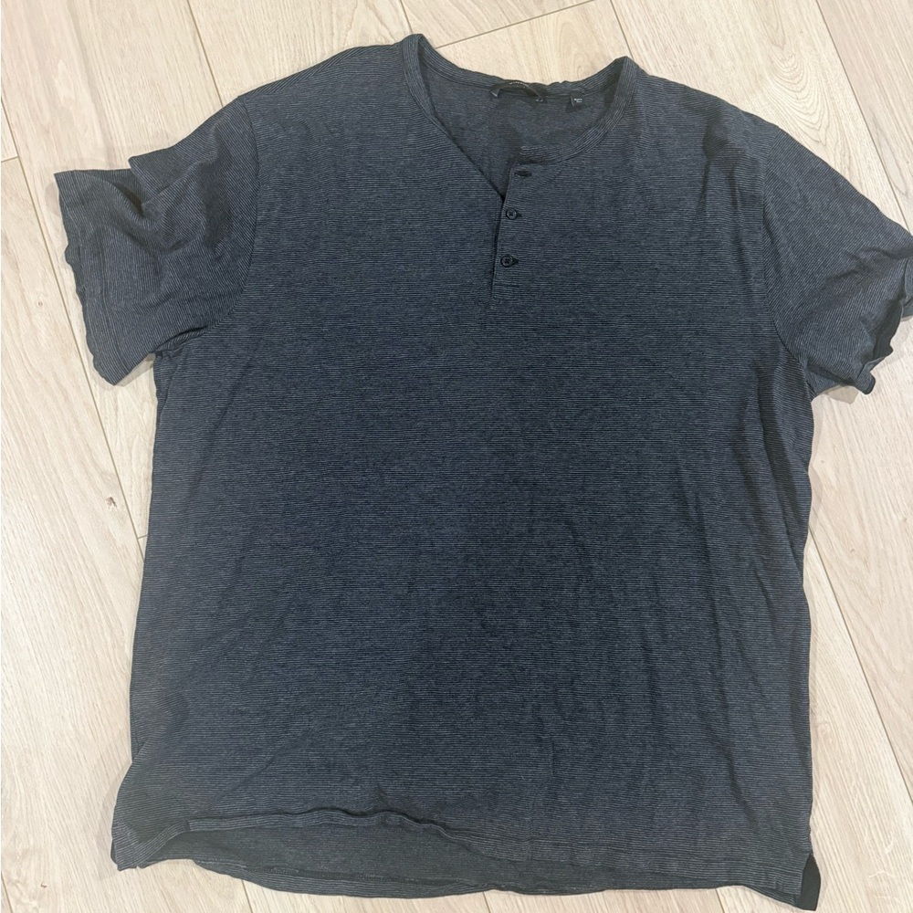 Vince Charcoal Short Sleeve Henley